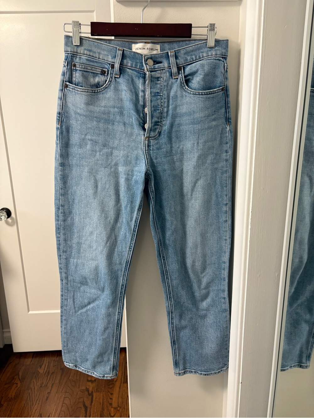 Denim Forum Light Blue High-Rise Straight Cropped Jeans size 28